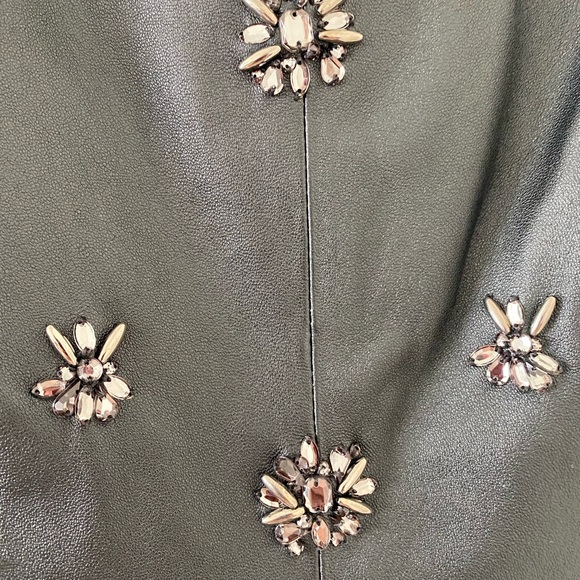 New |  Neiman Marcus Embellished Leather Peplum Top - Picture 4 of 8